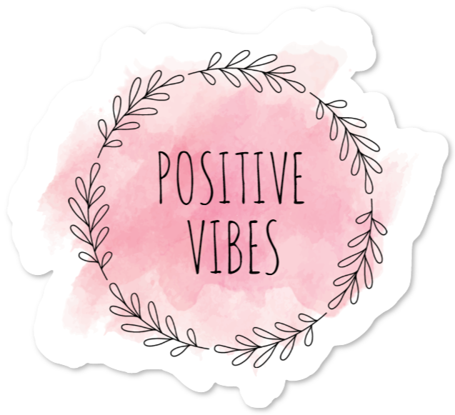 Adesivo con la scritta Positive Vibes in stile acquerello rosa