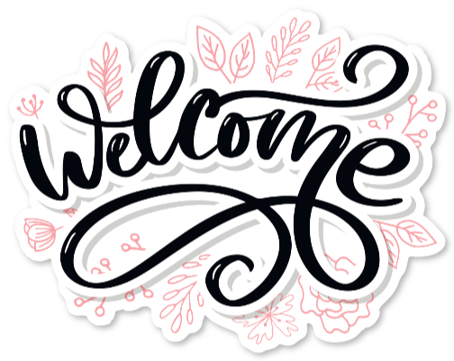 Adesivo con la scritta Welcome in corsivo
