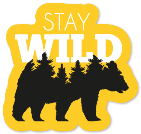 Adesivo con orso e testo Stay Wild